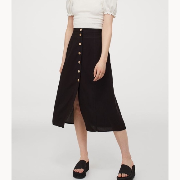 black button down maxi skirt